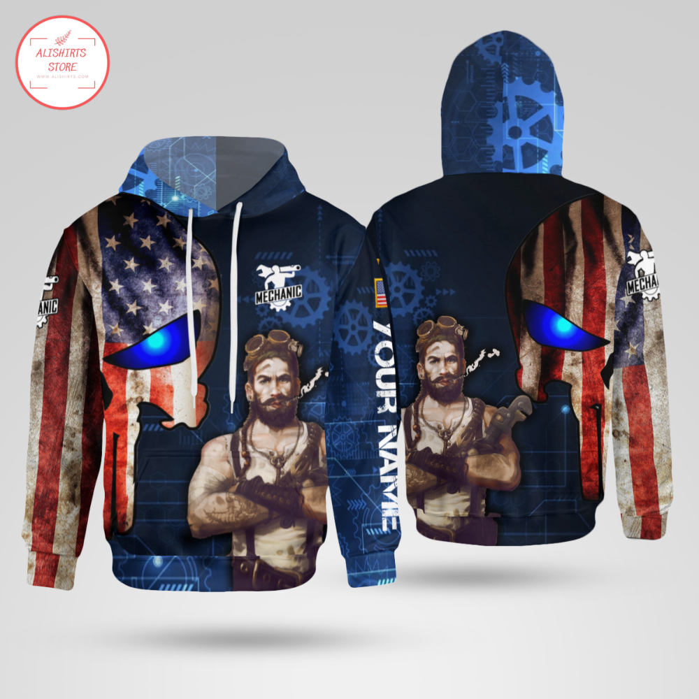 U.S Veteran Mechanic Skull 3D Hoodie