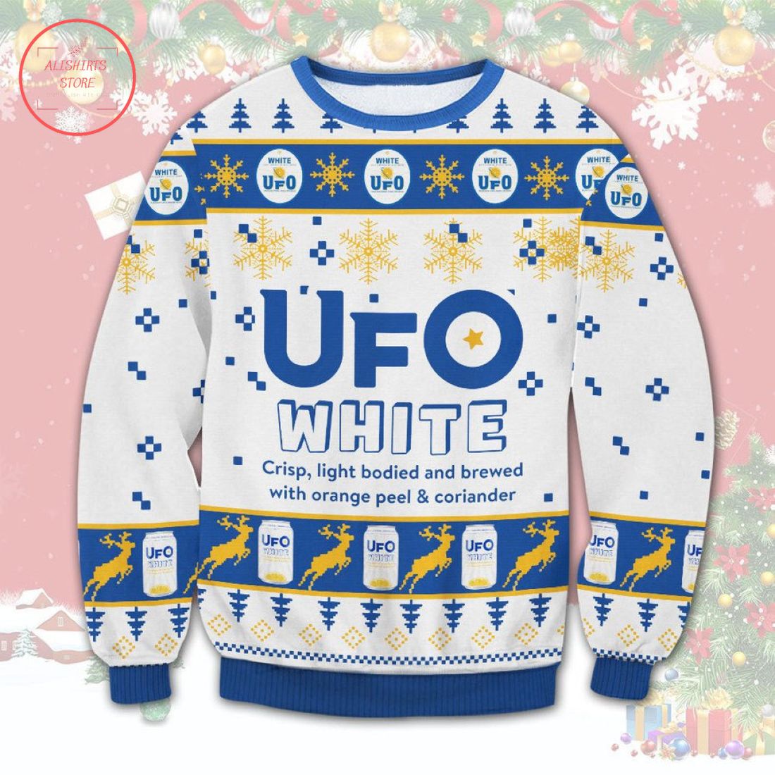 UFO White Beer Ugly Christmas Sweater