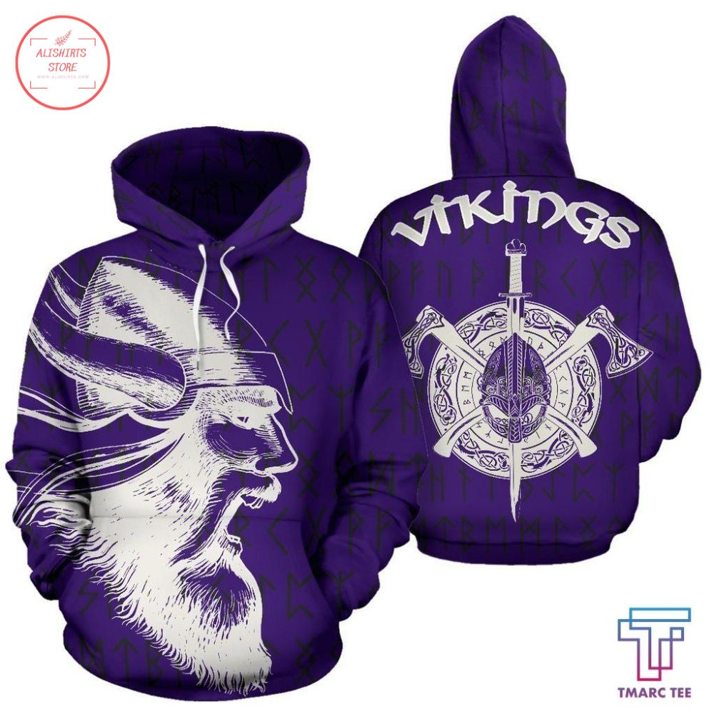 Vikings Warrior Purple 3D Hoodie