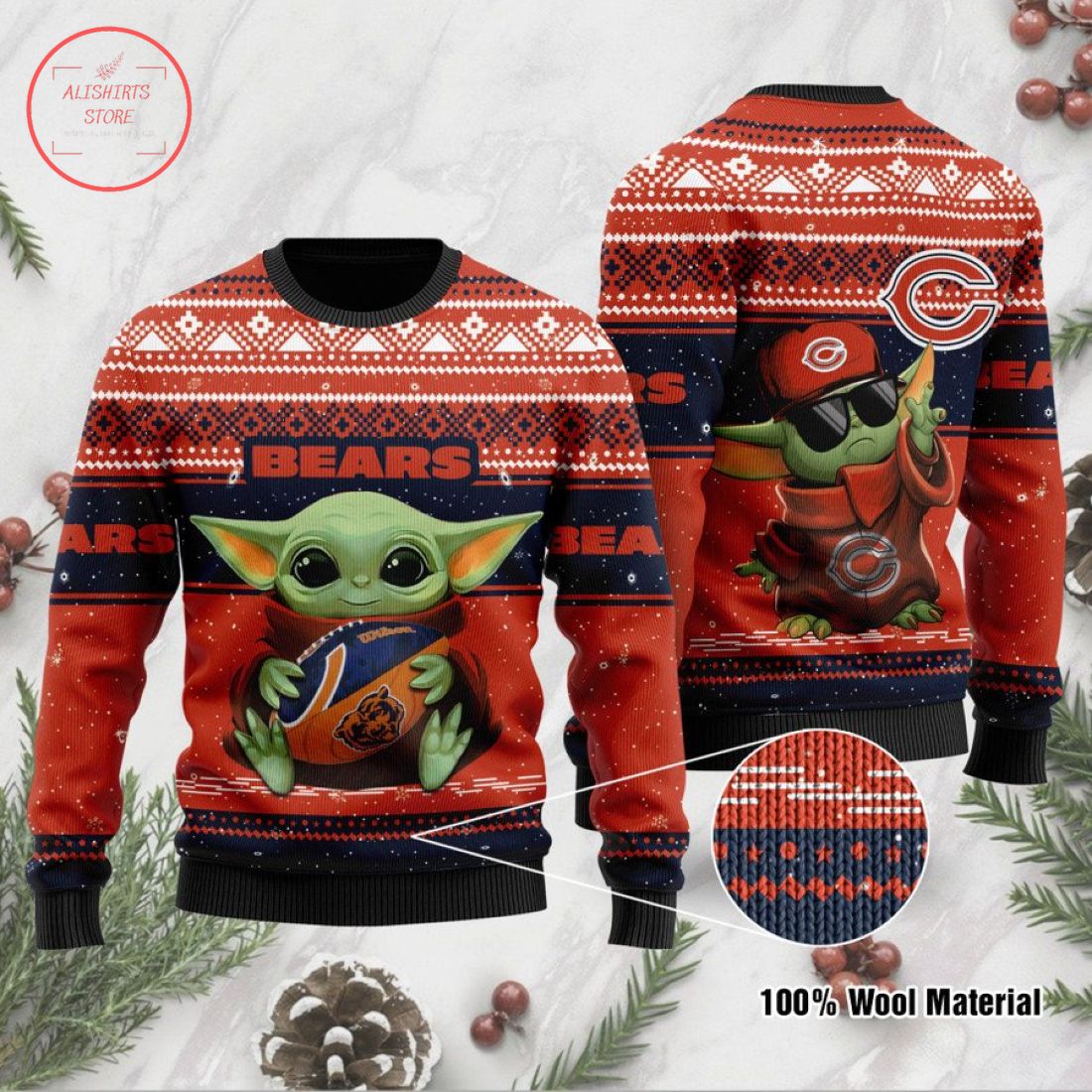 Yoda NFL Chicago Bears Ugly Christmas Sweater