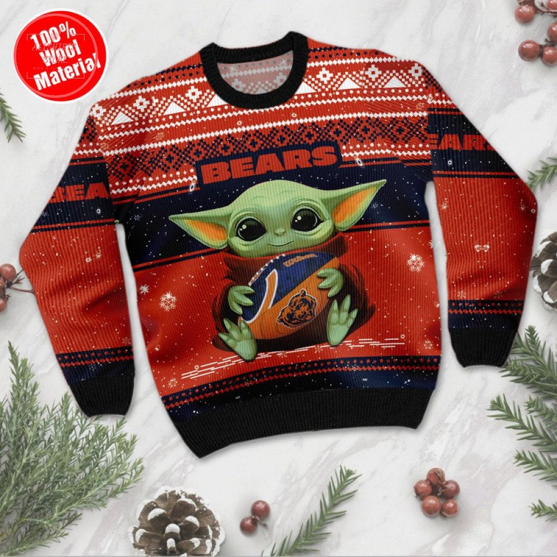 Yoda NFL Chicago Bears Ugly Christmas Sweater