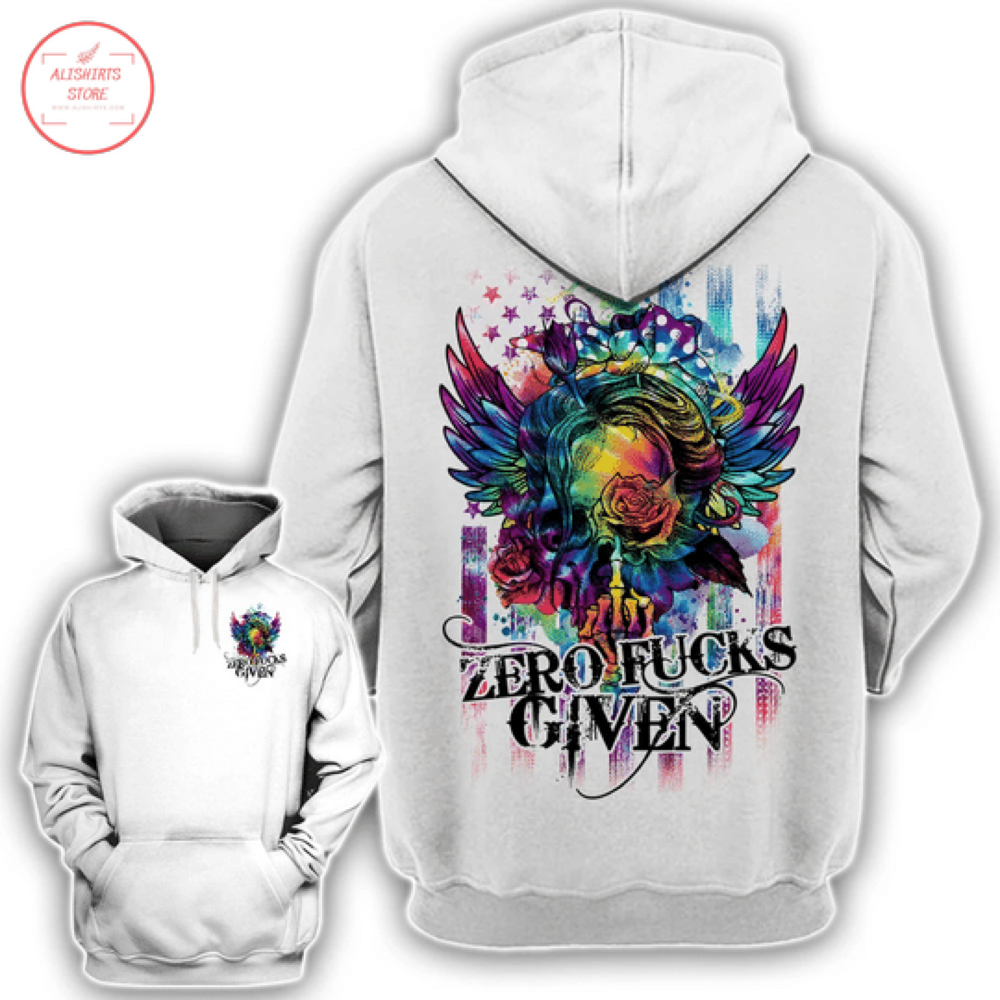 Zero Fucks Given Wings Rose Color Hoodie