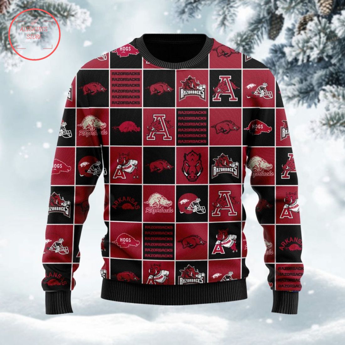 Arkansas Razorbacks Football Team Logo Ugly Christmas Sweater