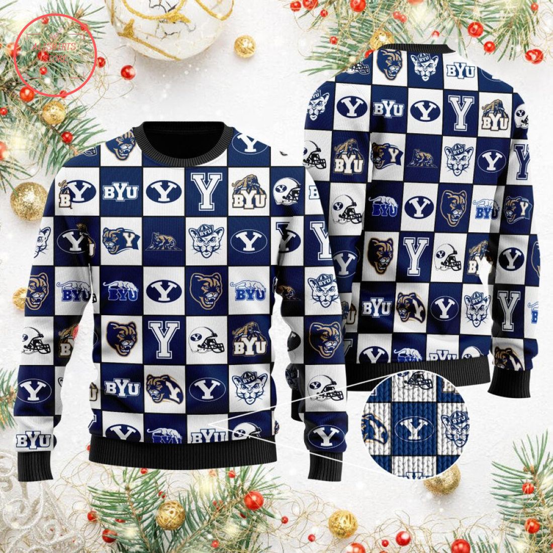 BYU Cougars Football Team Logo Ugly Christmas Sweater