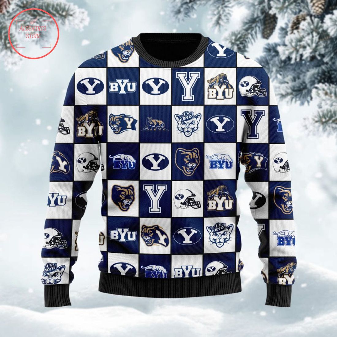 BYU Cougars Football Team Logo Ugly Christmas Sweater