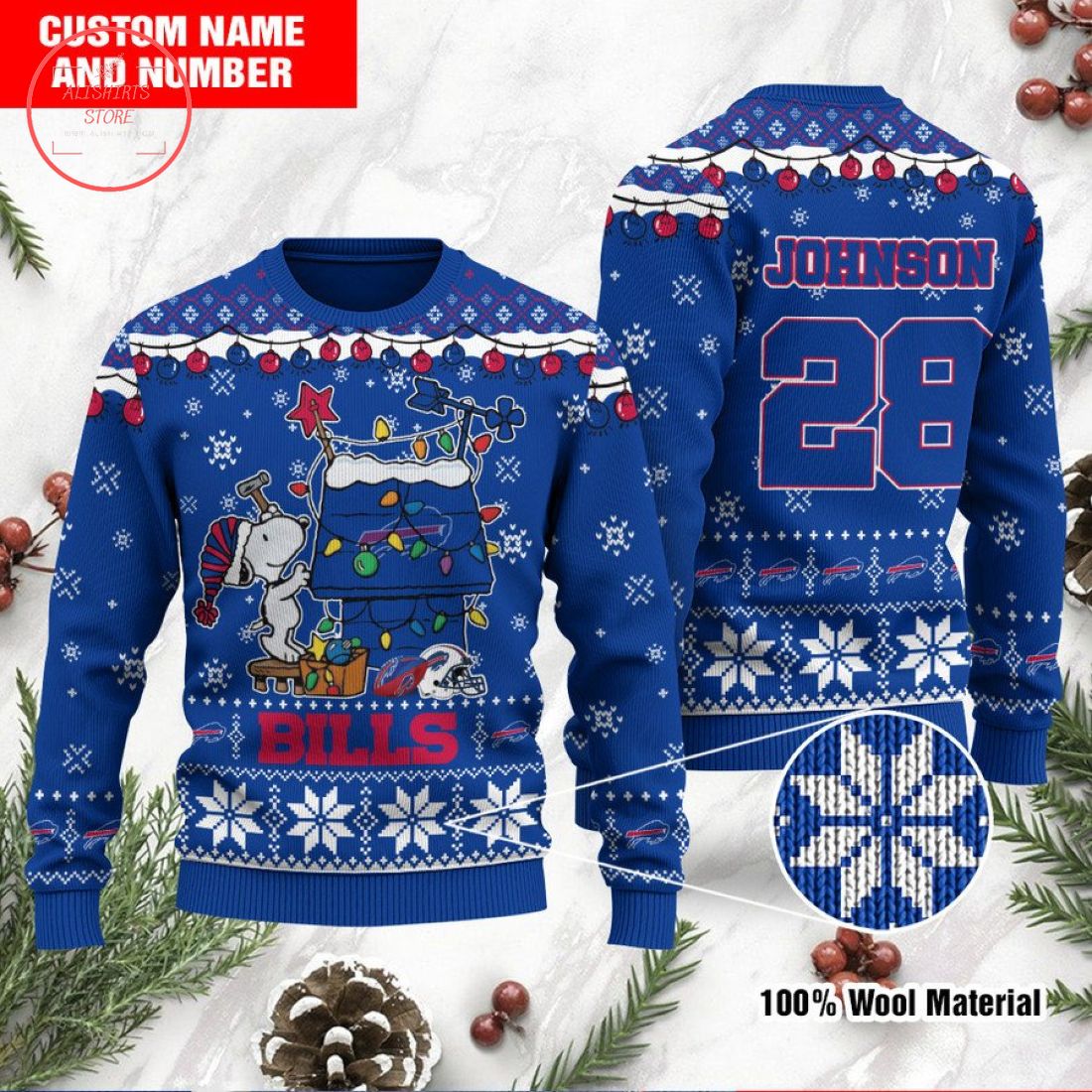 Buffalo Bills Snoopy Custom Ugly Christmas Sweater