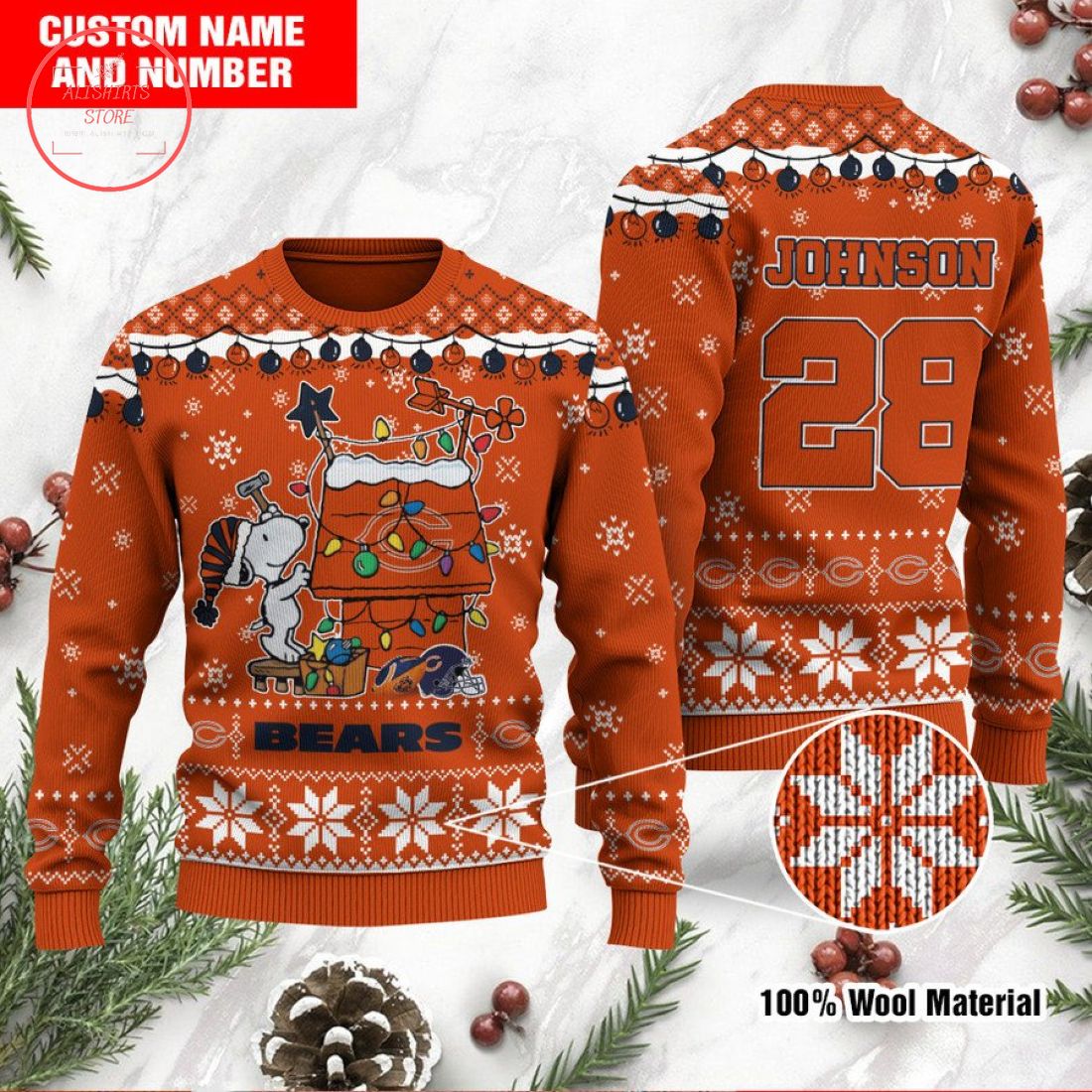 Chicago Bears Snoopy Custom Ugly Christmas Sweater