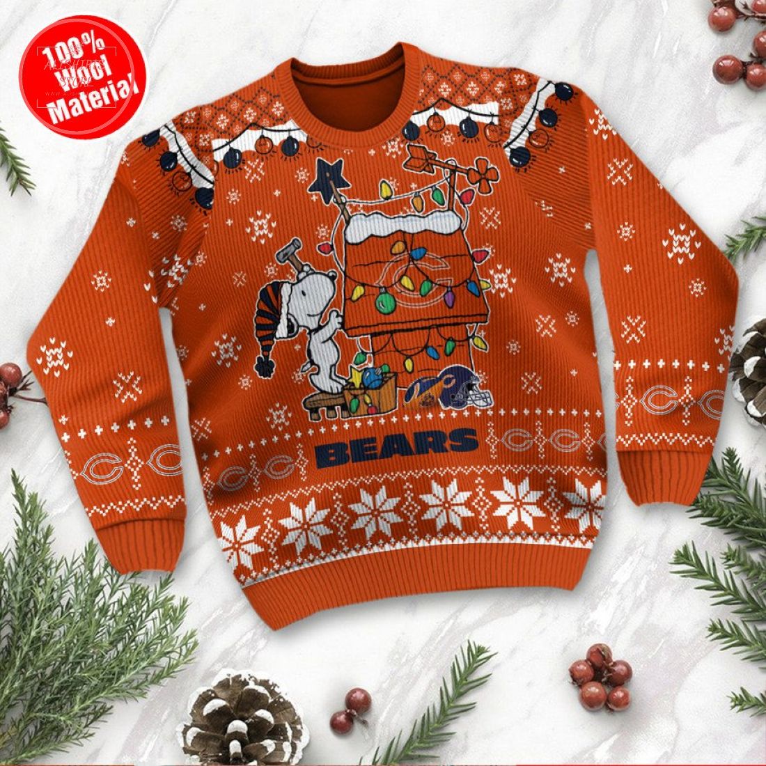 Chicago Bears Snoopy Custom Ugly Christmas Sweater