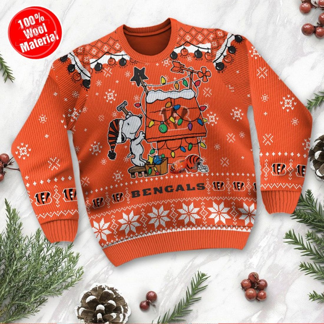 Cincinnati Bengals Snoopy Custom Ugly Christmas Sweater