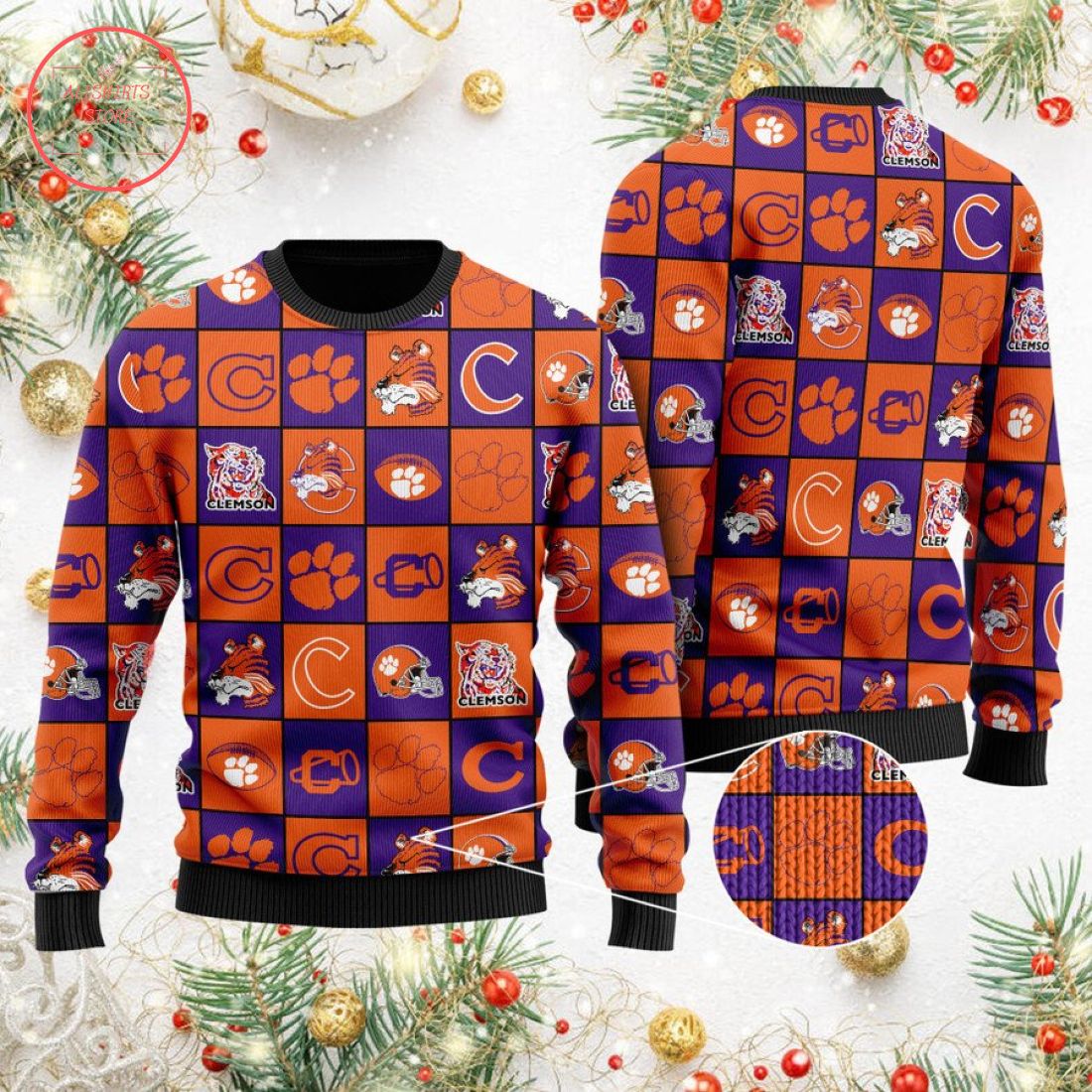 Clemson Tigers Football Team Logo Ugly Christmas Sweater