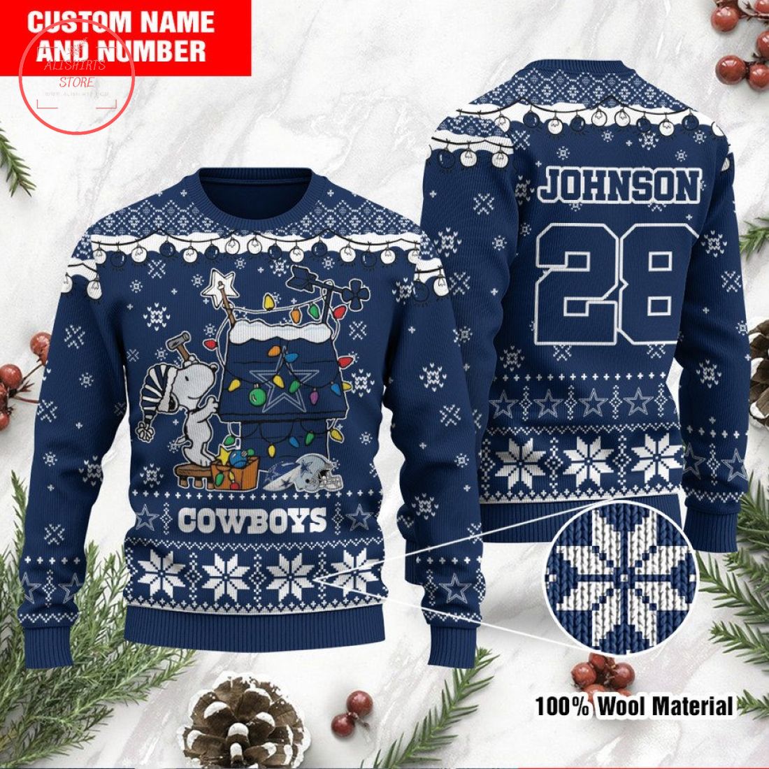 Dallas Cowboys Snoopy Custom Ugly Christmas Sweater