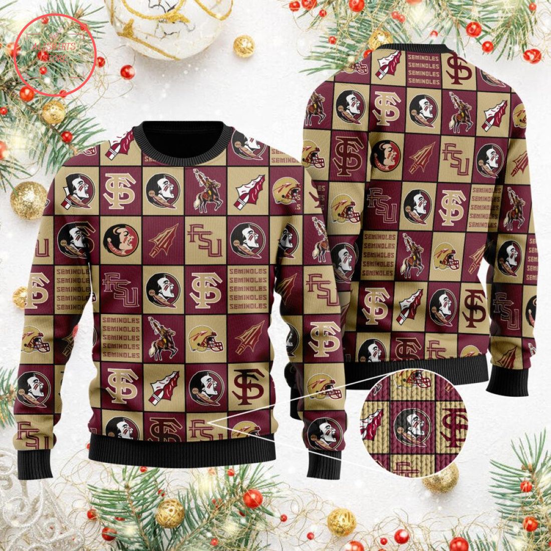 Florida State Seminoles Football Team Logo Ugly Christmas Sweater