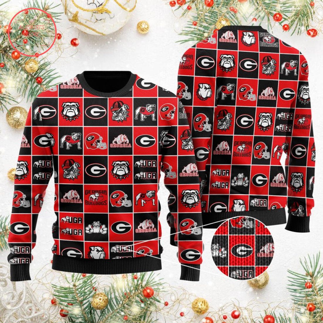 Georgia Bulldogs Football Team Logo Ugly Christmas Sweater
