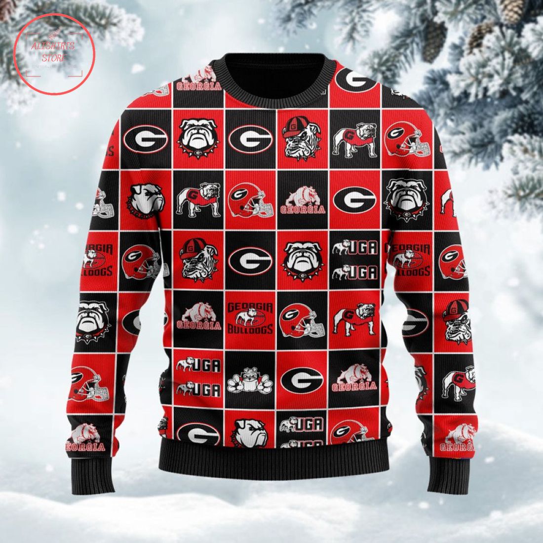 Georgia Bulldogs football team logo ugly Christmas sweater