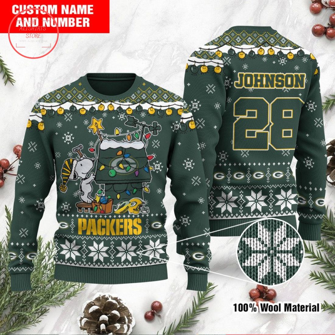 Green Bay Packers Snoopy Custom Ugly Christmas Sweater