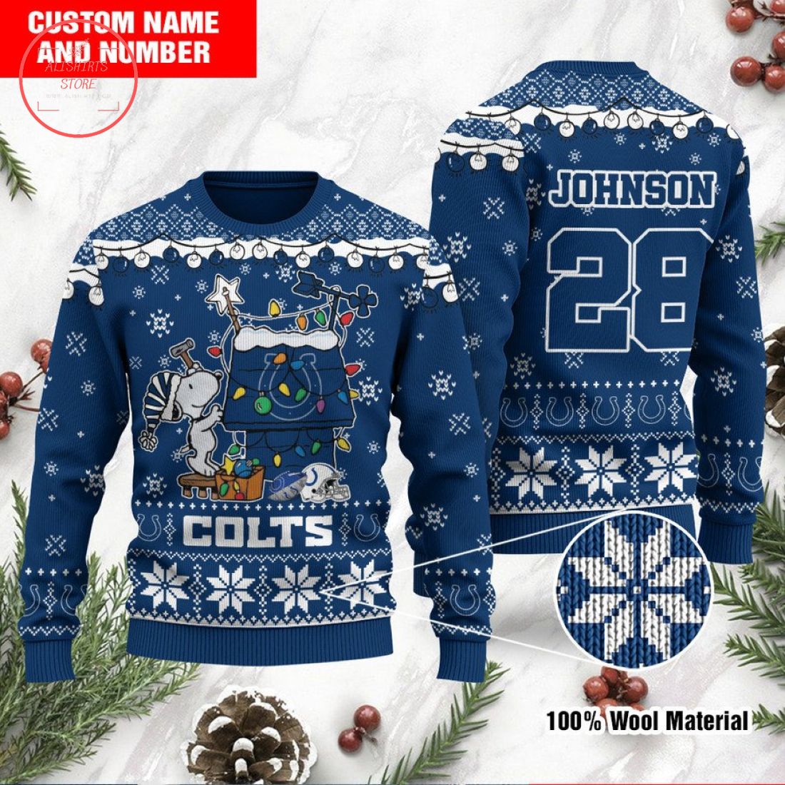 Indianapolis Colts Snoopy Custom Ugly Christmas Sweater