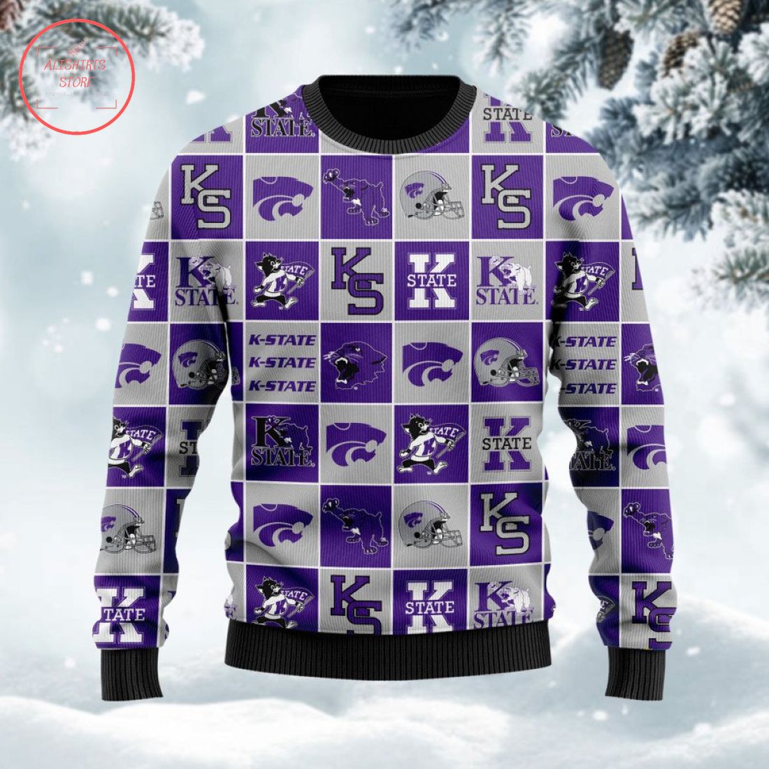 Kansas State Wildcats Football Team Logo Ugly Christmas Sweater