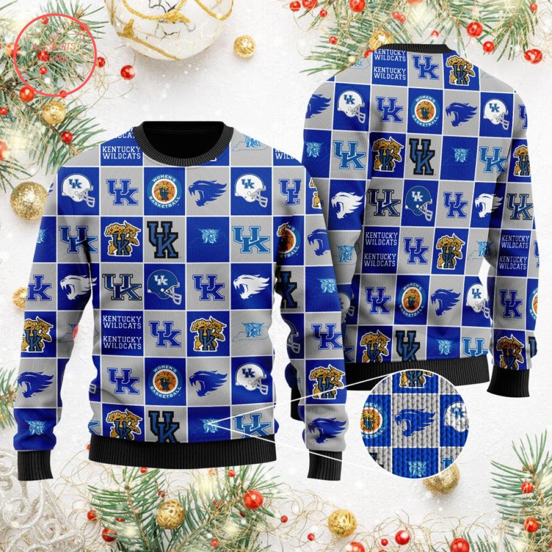 Kentucky Wildcats Football Team Logo Ugly Christmas Sweater