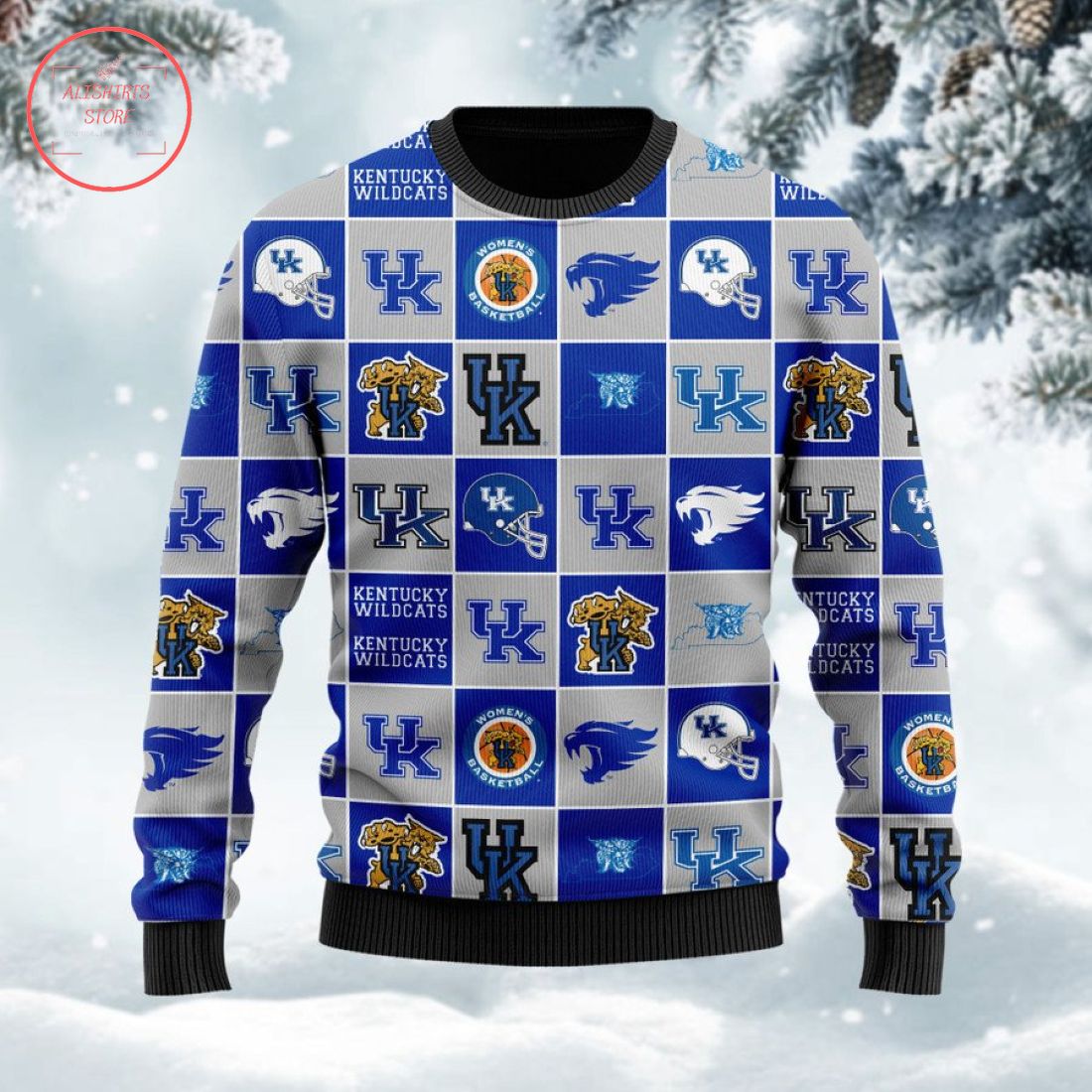 Kentucky Wildcats football team logo ugly Christmas sweater