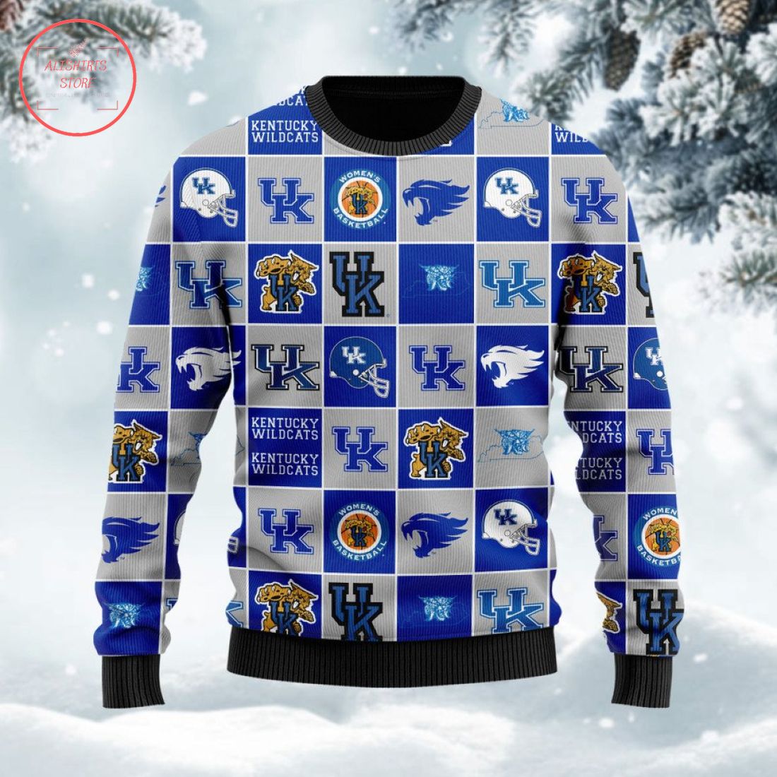 Kentucky Wildcats Football Team Logo Ugly Christmas Sweater