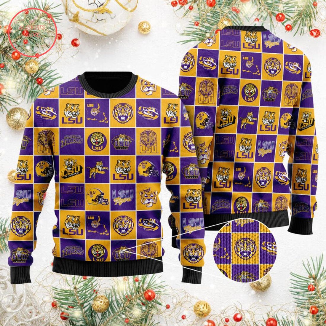 LSU Tigers Football Team Logo Ugly Christmas Sweater