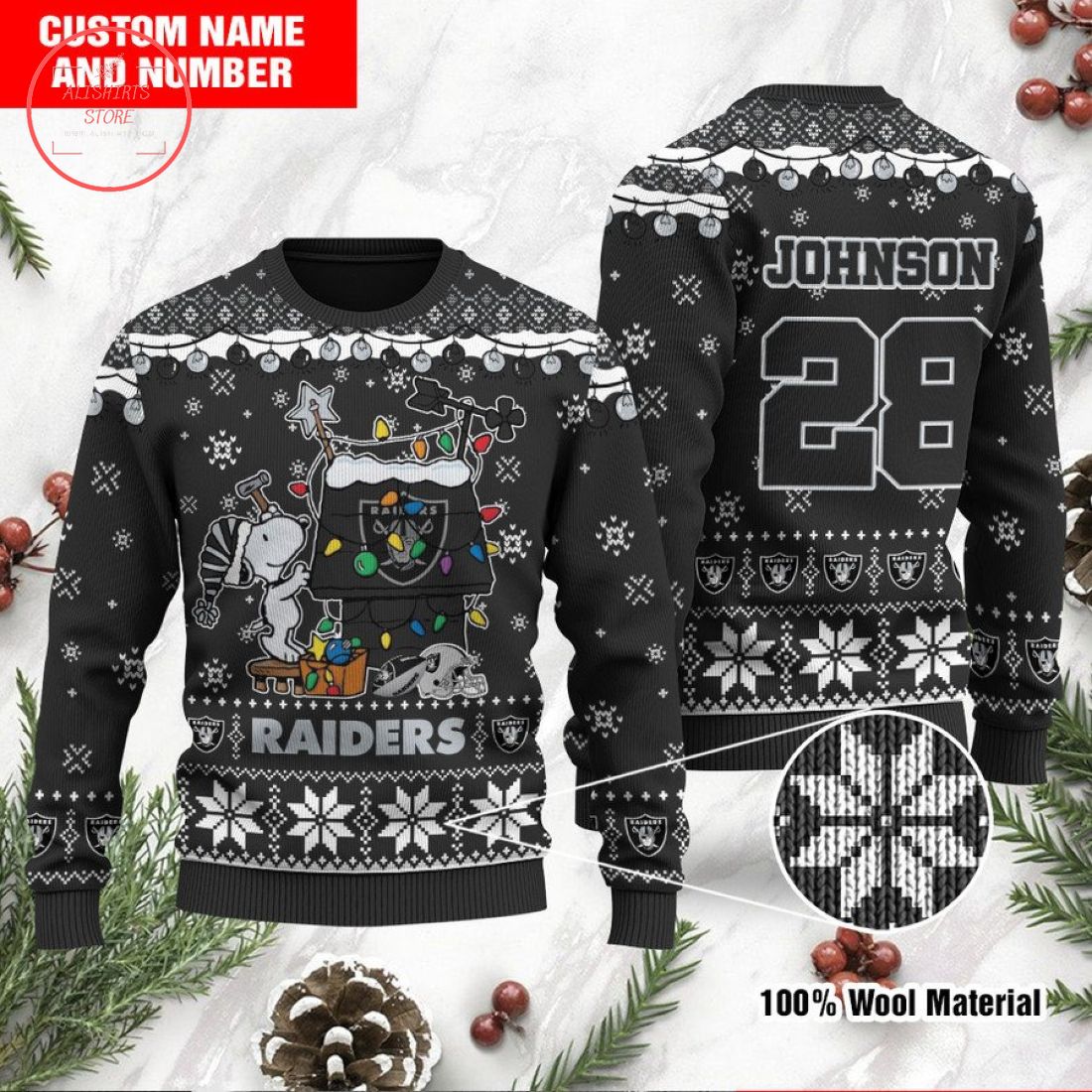 Las Vegas Raiders Snoopy Custom Ugly Christmas Sweater