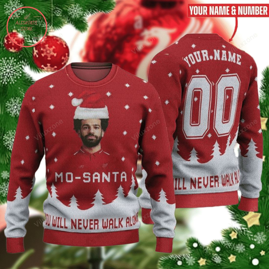 Liverpool F.c. Mo Santa Salah Personalized Ugly Christmas Sweater