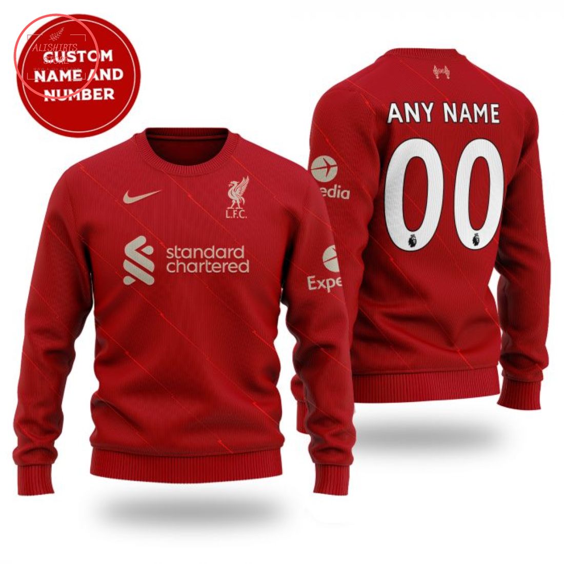 Liverpool FC Nike Personalized Ugly Christmas Sweater