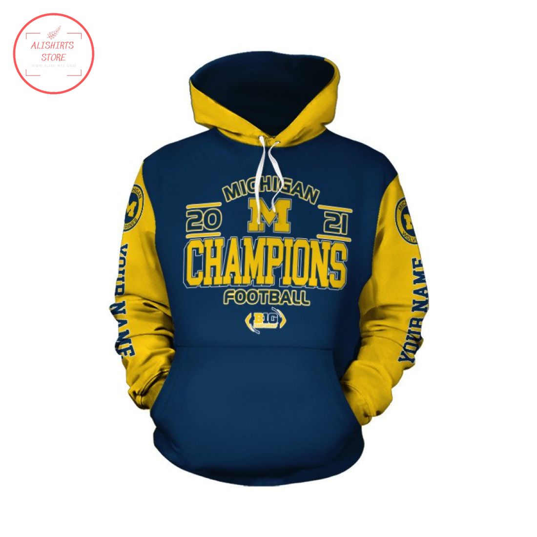 Michigan Wolverines Football Champion Custom Name Hoodie