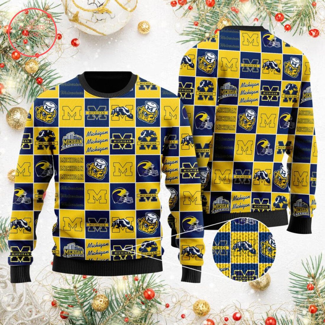 Michigan Wolverines Football Team Logo Ugly Christmas Sweater