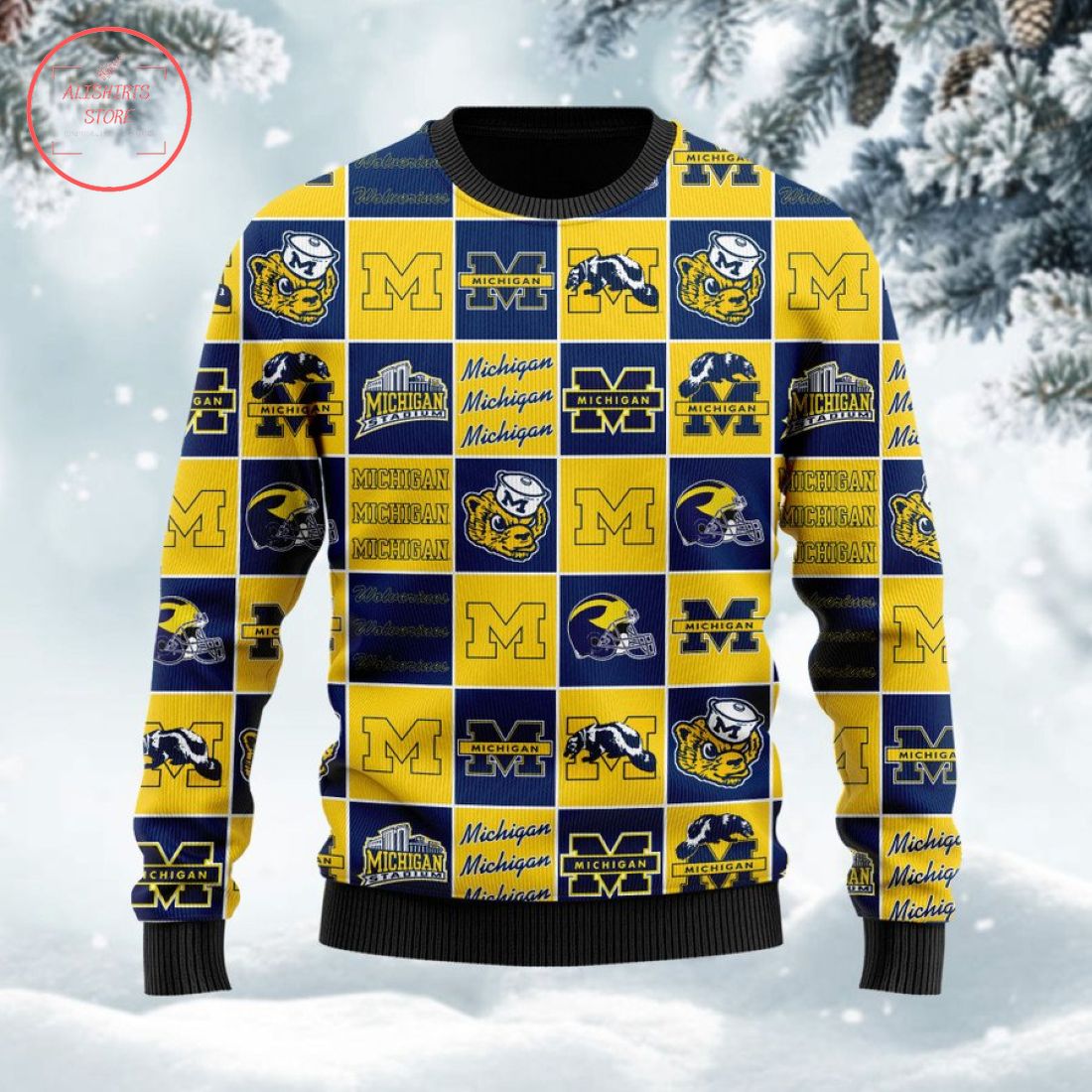 Michigan Wolverines Football Team Logo Ugly Christmas Sweater