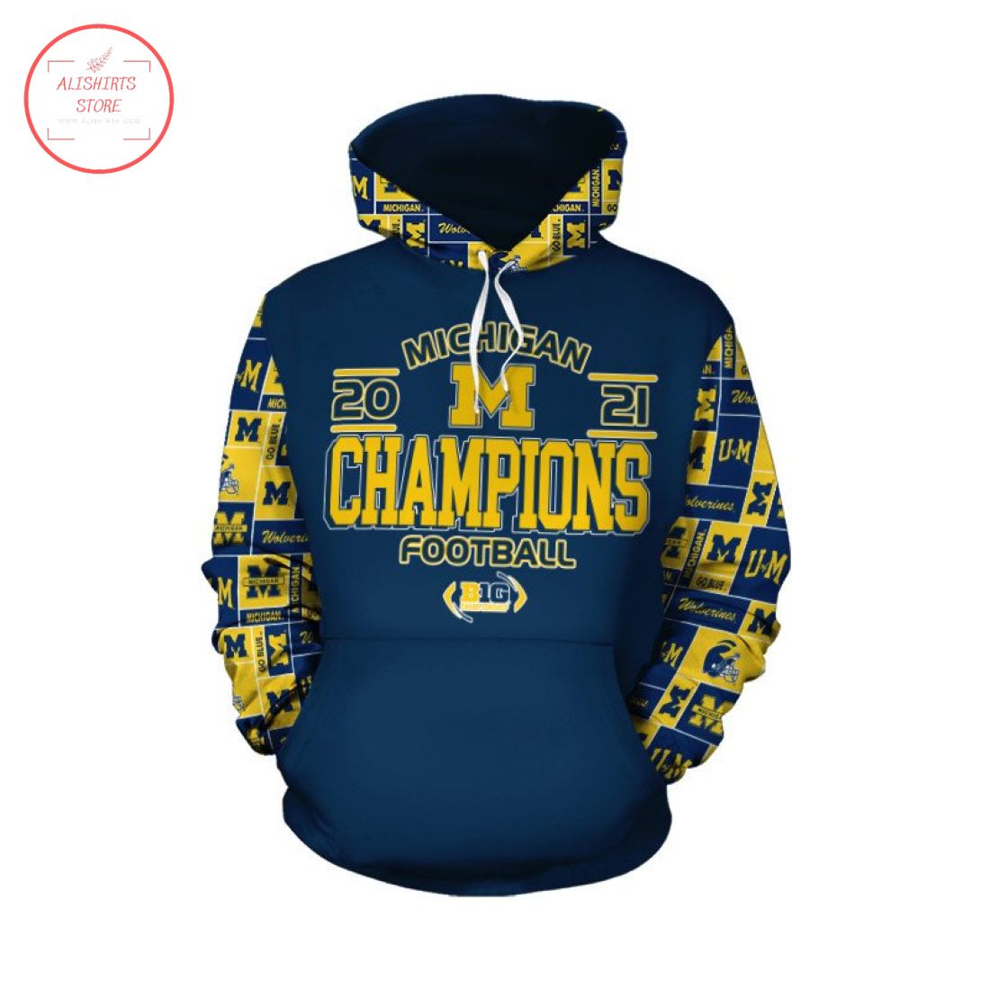 Michigan Wolverines NCAA Big10 Champions 3d Hoodie