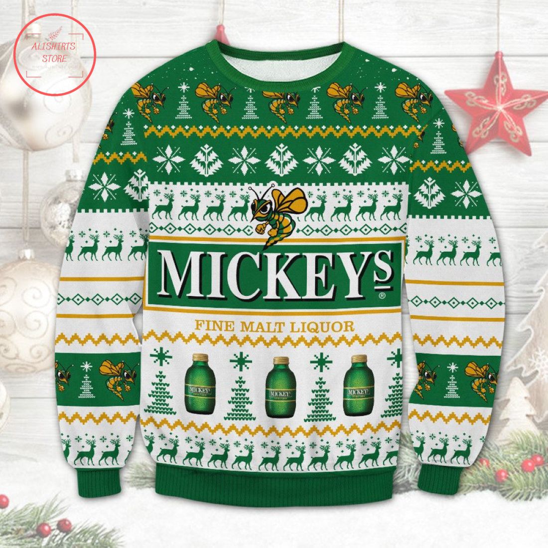 Mickeys Fine Malt Liquor Ugly Christmas Sweater