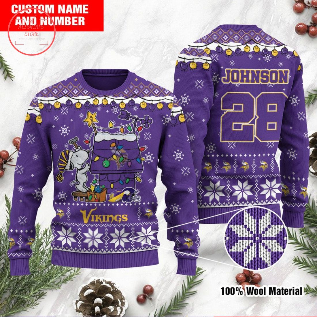 Minnesota Vikings Snoopy Custom Ugly Christmas Sweater