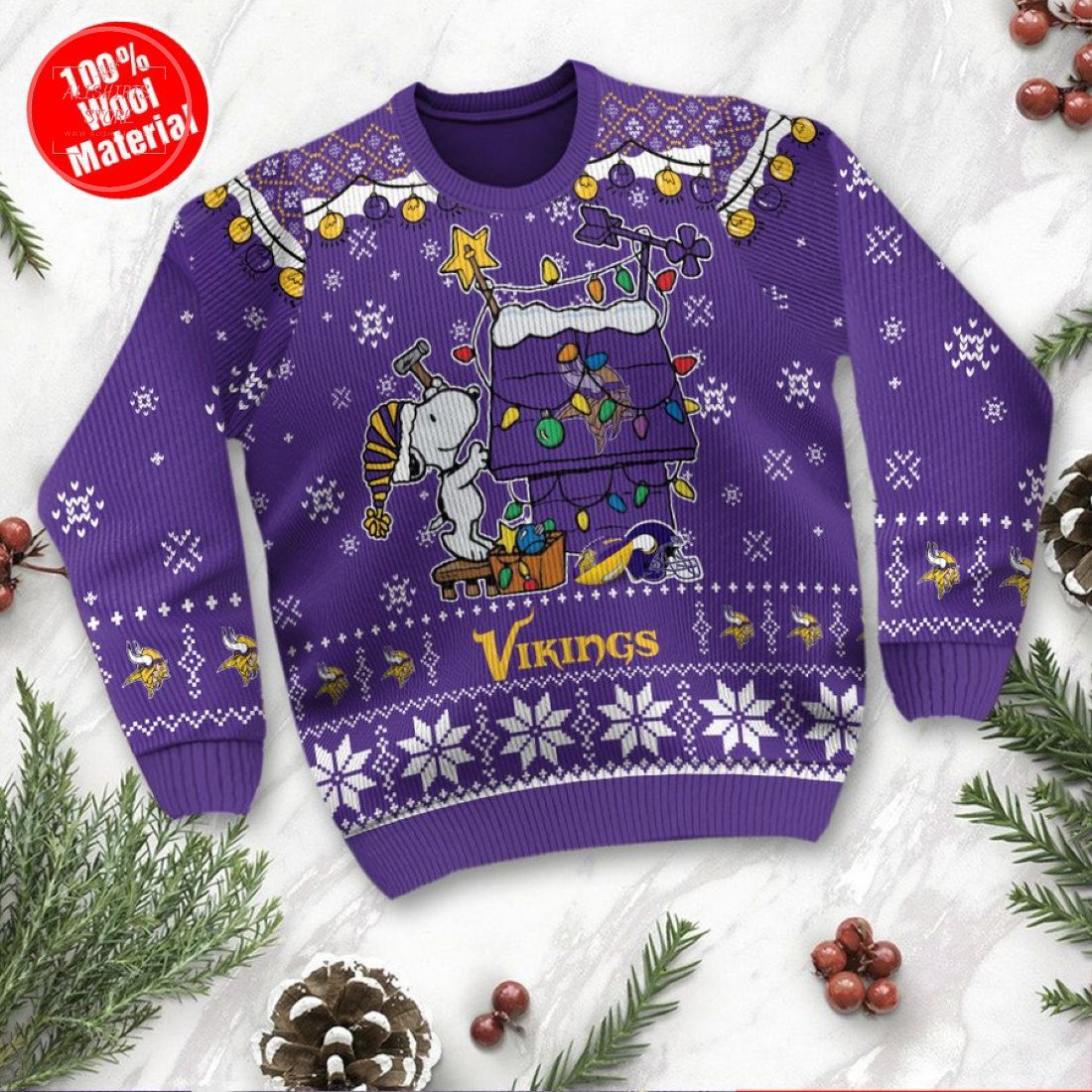 Minnesota Vikings Snoopy Custom Ugly Christmas Sweater