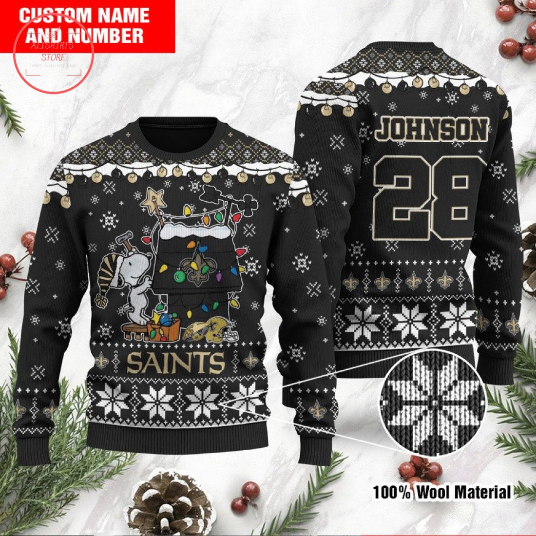 New Orleans Saints Snoopy Custom Ugly Christmas Sweater