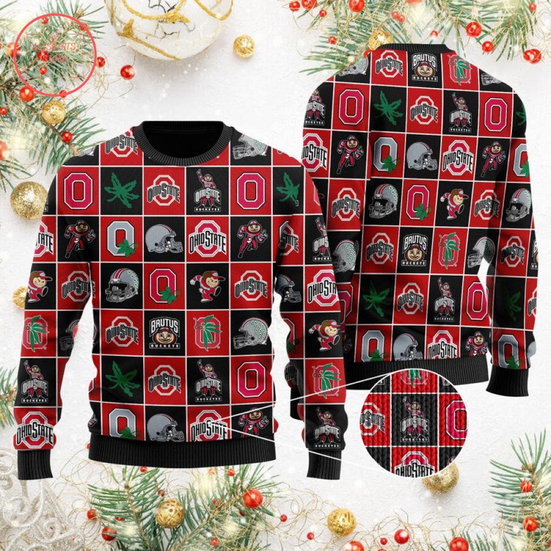 Ohio State Buckeyes Football Team Logo Ugly Christmas Sweater