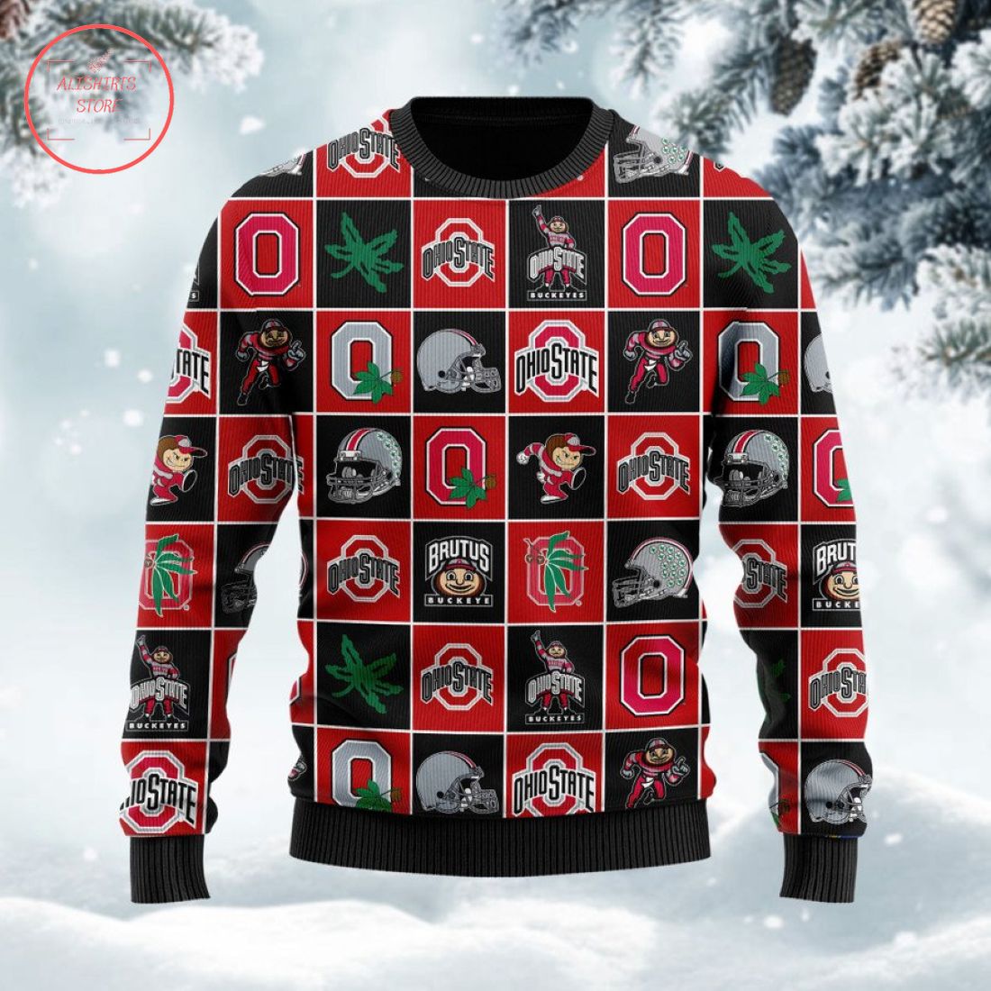 Ohio State Buckeyes Football Team Logo Ugly Christmas Sweater