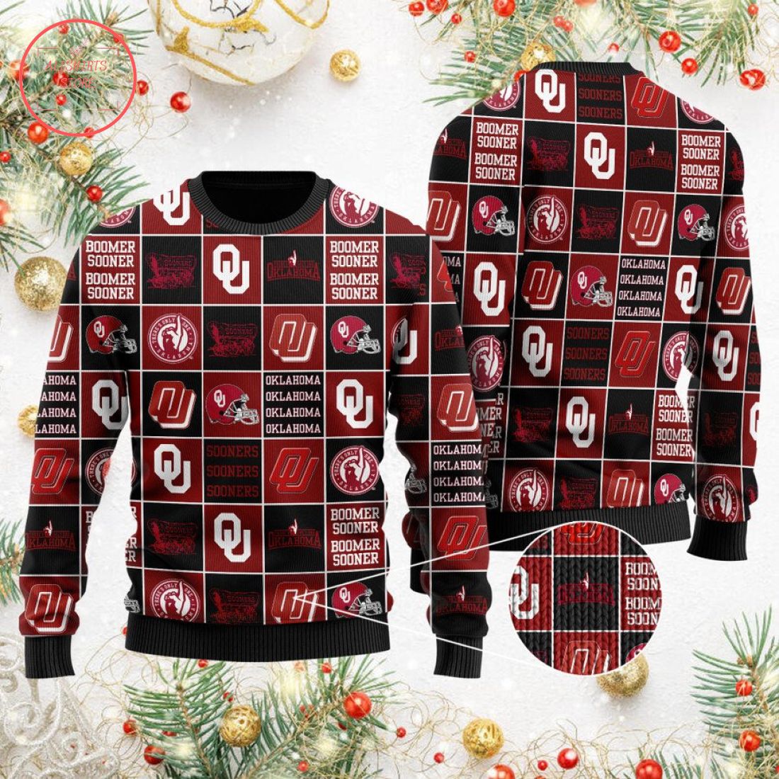 Oklahoma Sooners Football Team Logo Ugly Christmas Sweater