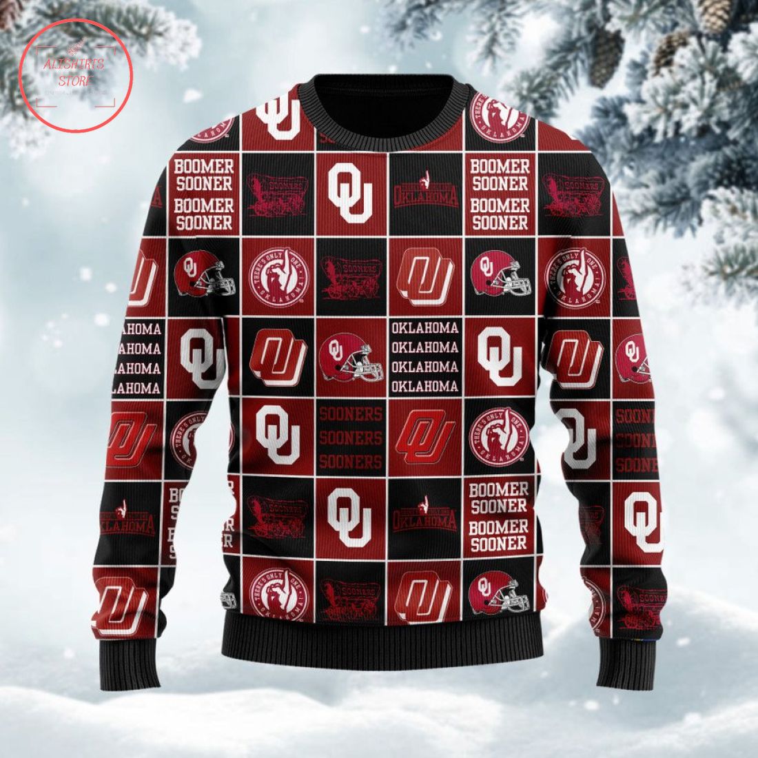 Oklahoma Sooners Football Team Logo Ugly Christmas Sweater