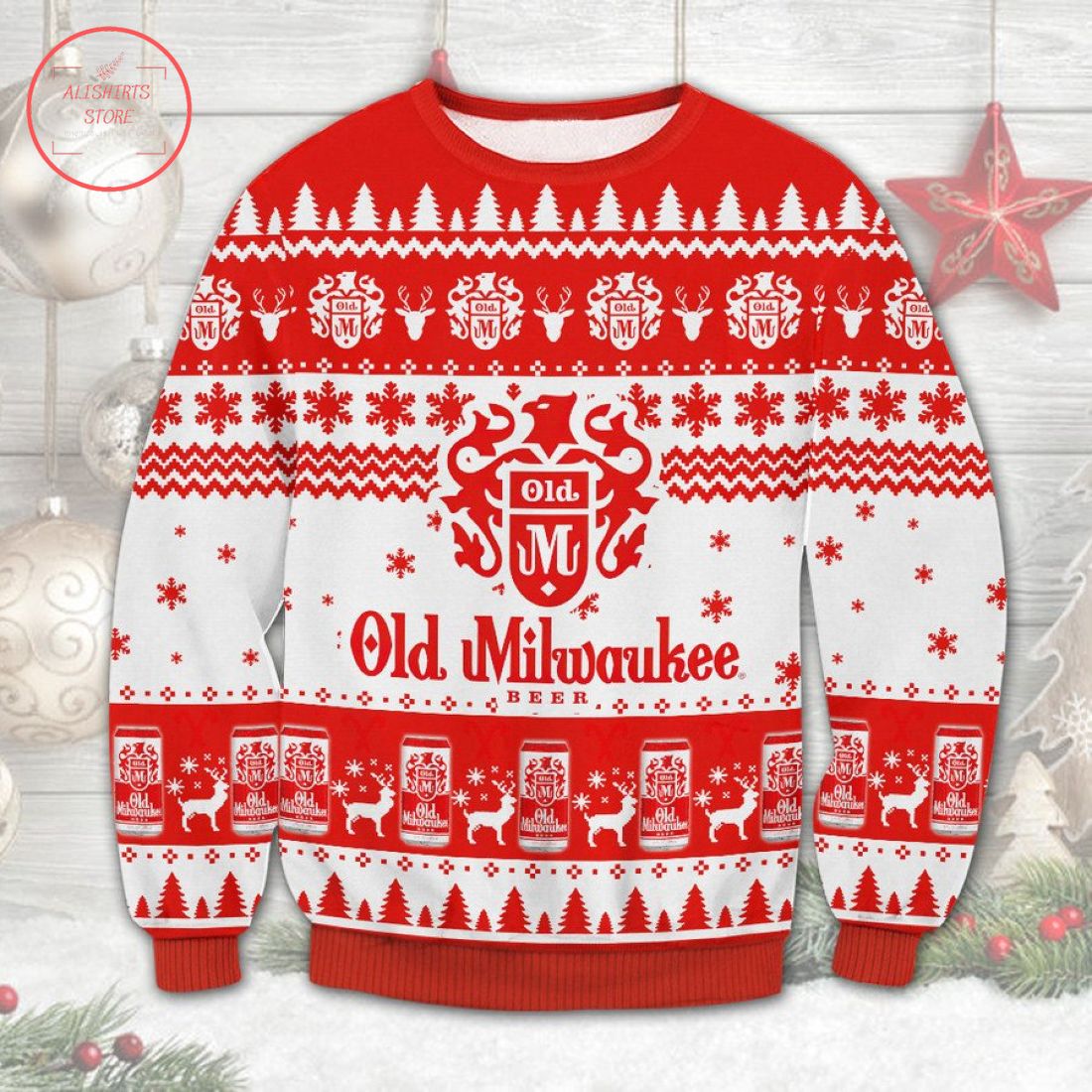 Old Milwaukee Beer Ugly Christmas Sweater