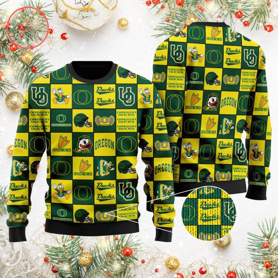 Oregon Ducks Football Team Logo Ugly Christmas Sweater