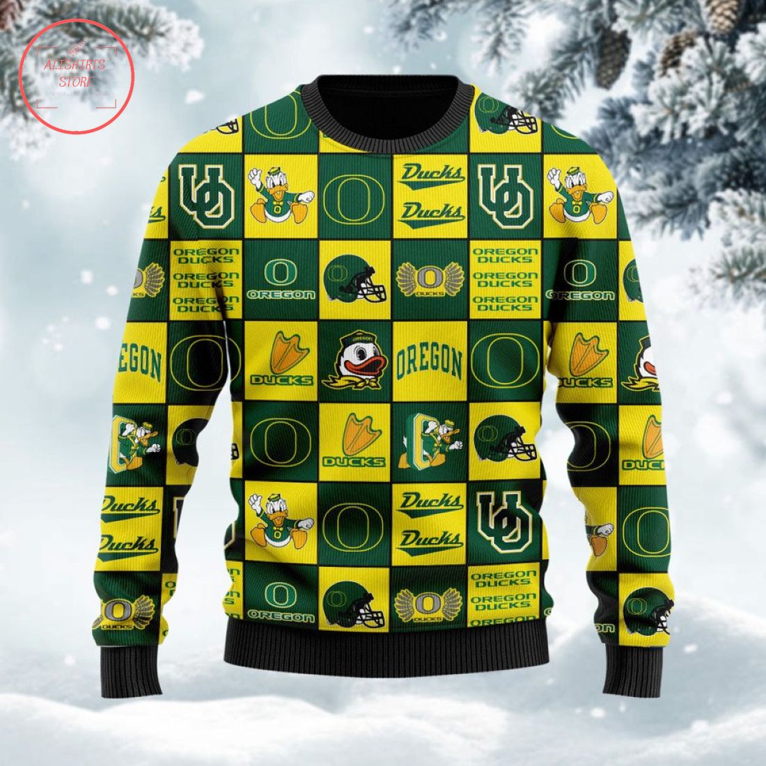 Oregon Ducks Football Team Logo Ugly Christmas Sweater