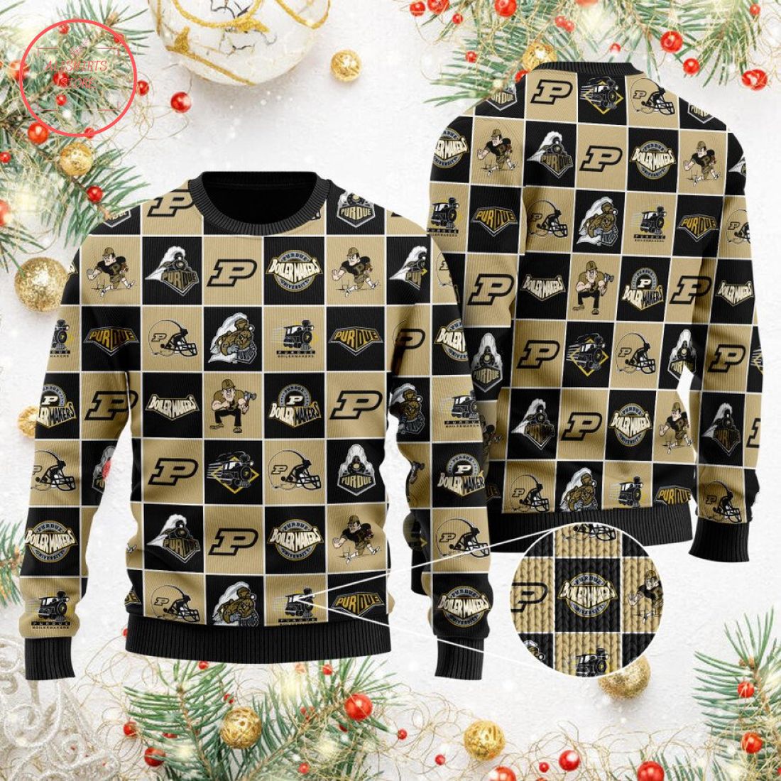 Purdue Boilermakers Football Team Logo Ugly Christmas Sweater