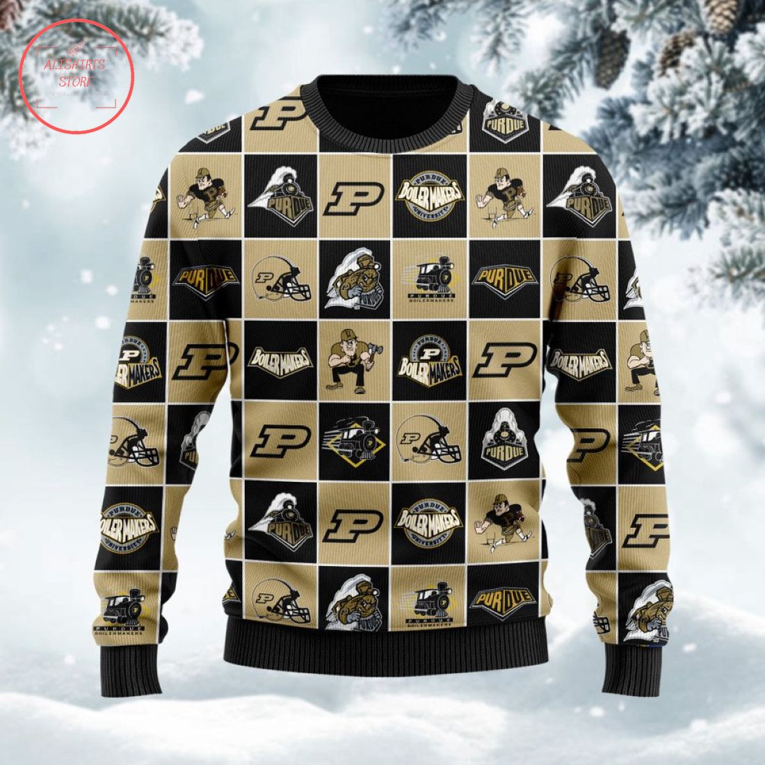 Purdue Boilermakers Football Team Logo Ugly Christmas Sweater