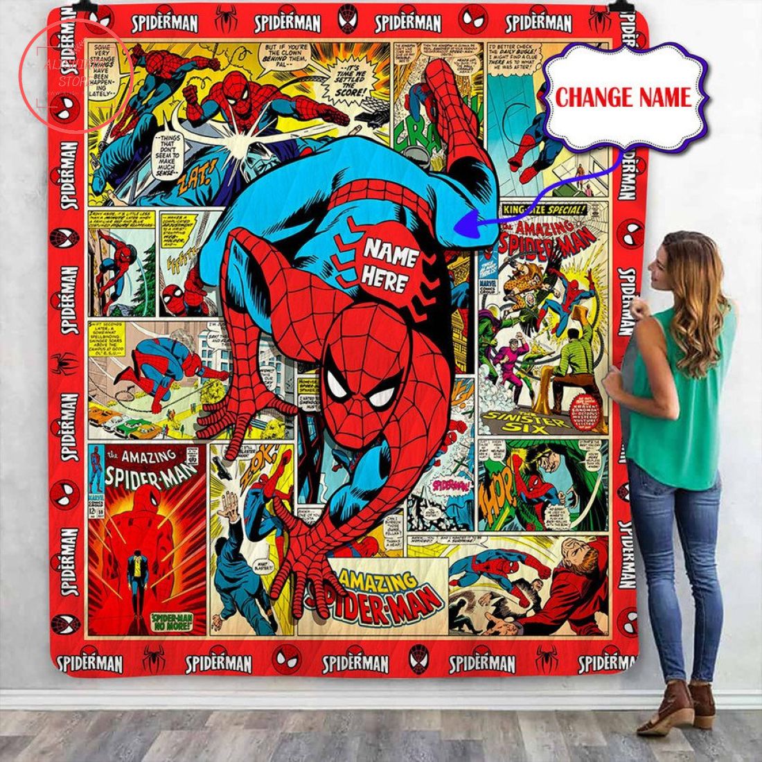 Spiderman Comic Personalized Quilt Blanket