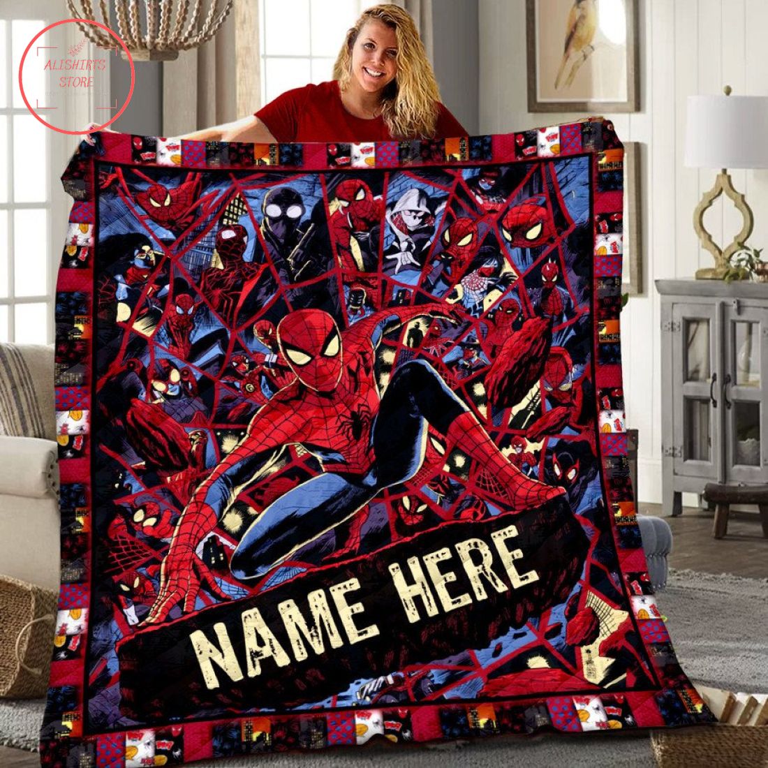 Spiderman Dark Personalized Quilt Blanket