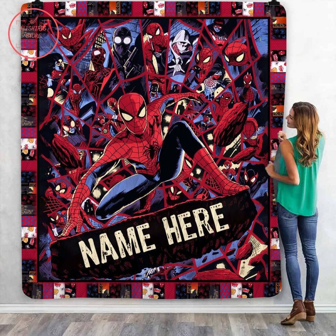 Spiderman Dark Personalized Quilt Blanket