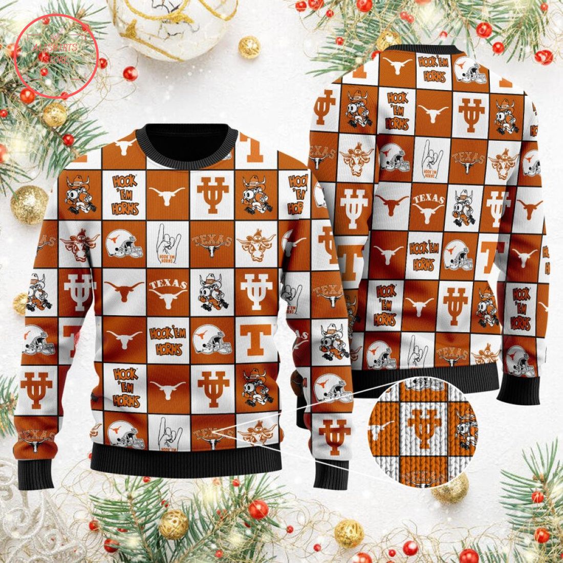 Texas Longhorns Football Team Logo Ugly Christmas Sweater