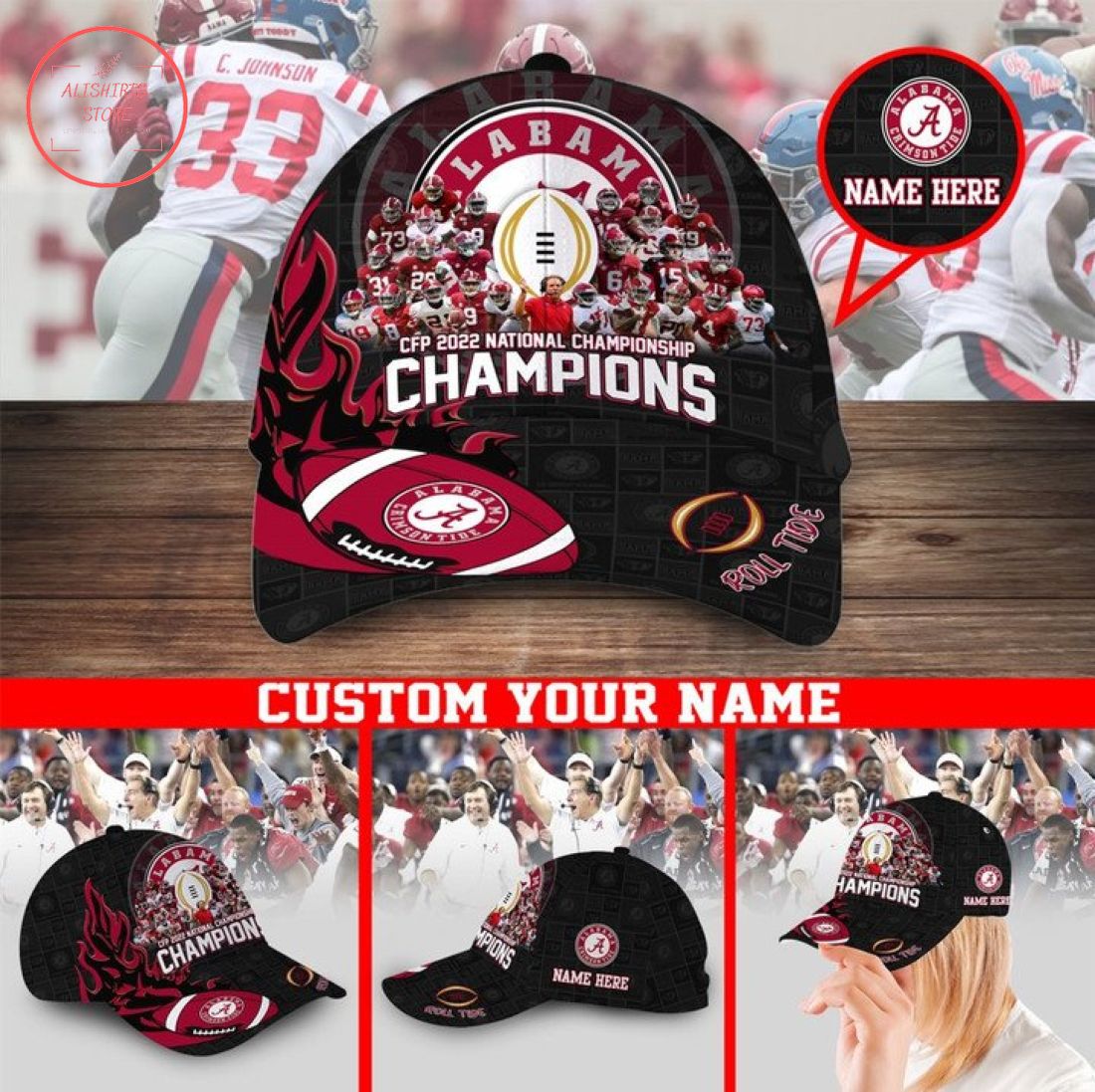 Alabama Crimson Tide CFP 2022 National Championship Custom Hat Cap